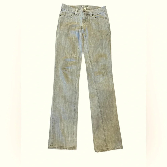 Forever 21 Light Grey Distressed Straight Leg Low Rise Jeans Size 24 - Picture 1 of 10